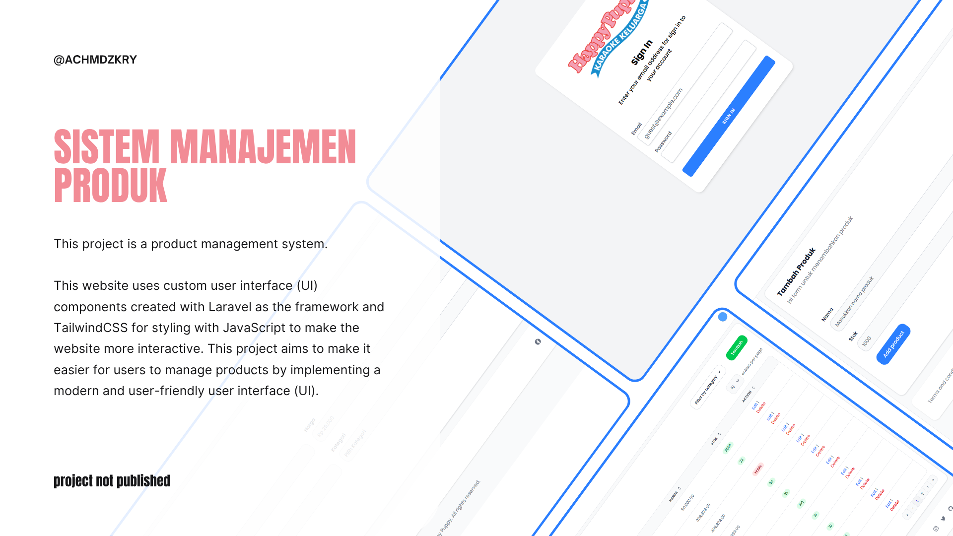 Redsign Front End User Interface Product Management System